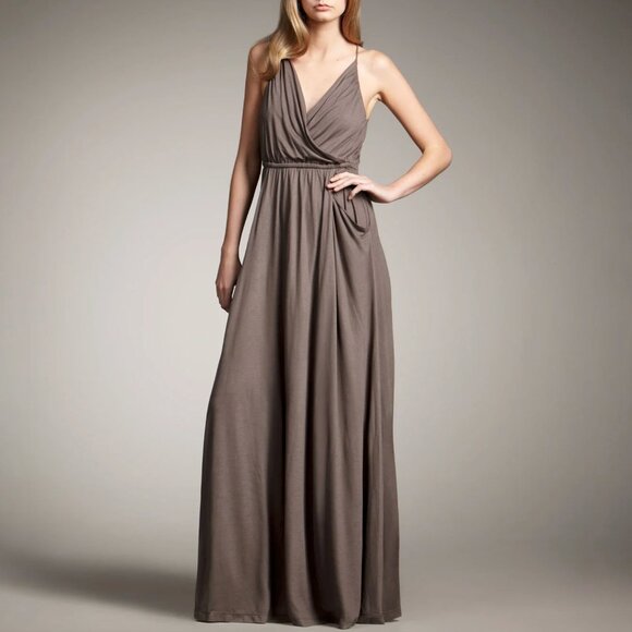 Theory Taupe Brown Jersey Soft Maxi Dress - Picture 1 of 10